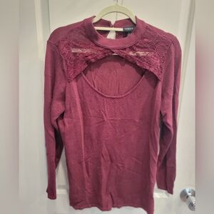 Burgundy Lace Detail Top